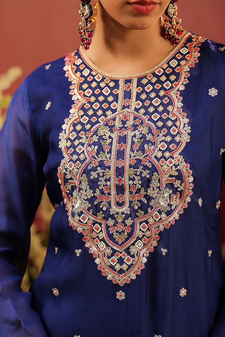 Midnight Blue Shantoon Sharara Set by Scakhi Luxe at Pernia's Pop Up Shop