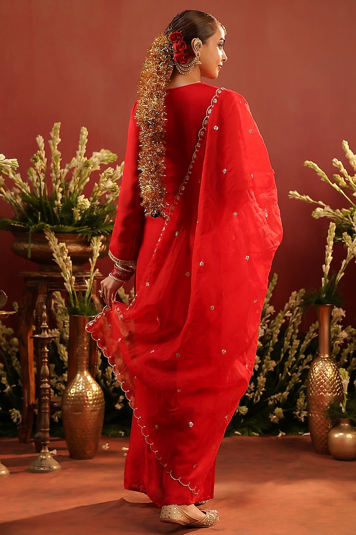 Red Shantoon Sharara Set by Scakhi Luxe at Pernia's Pop Up Shop