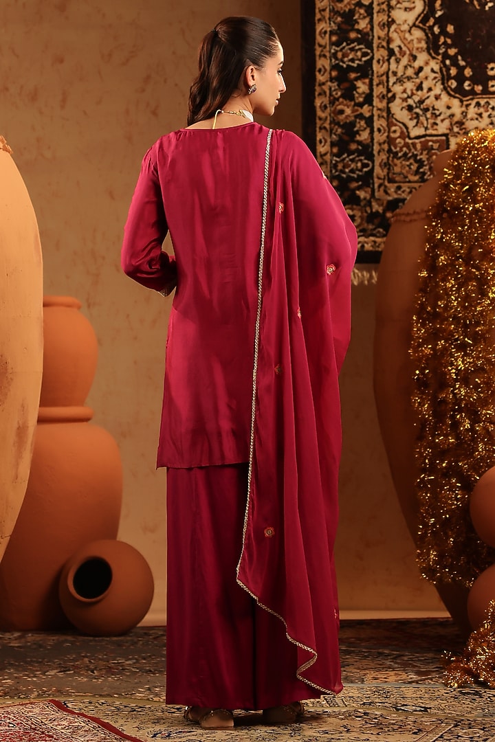 Wine Shantoon Sharara Set by Scakhi Luxe at Pernia's Pop Up Shop