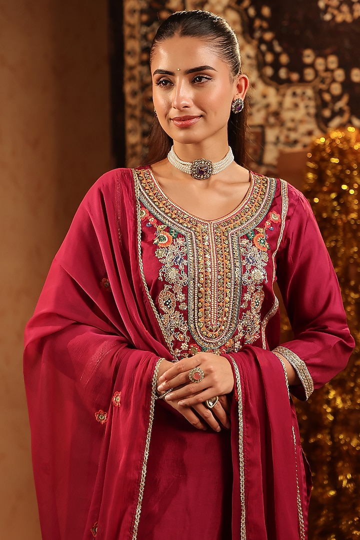 Wine Shantoon Sharara Set by Scakhi Luxe at Pernia's Pop Up Shop