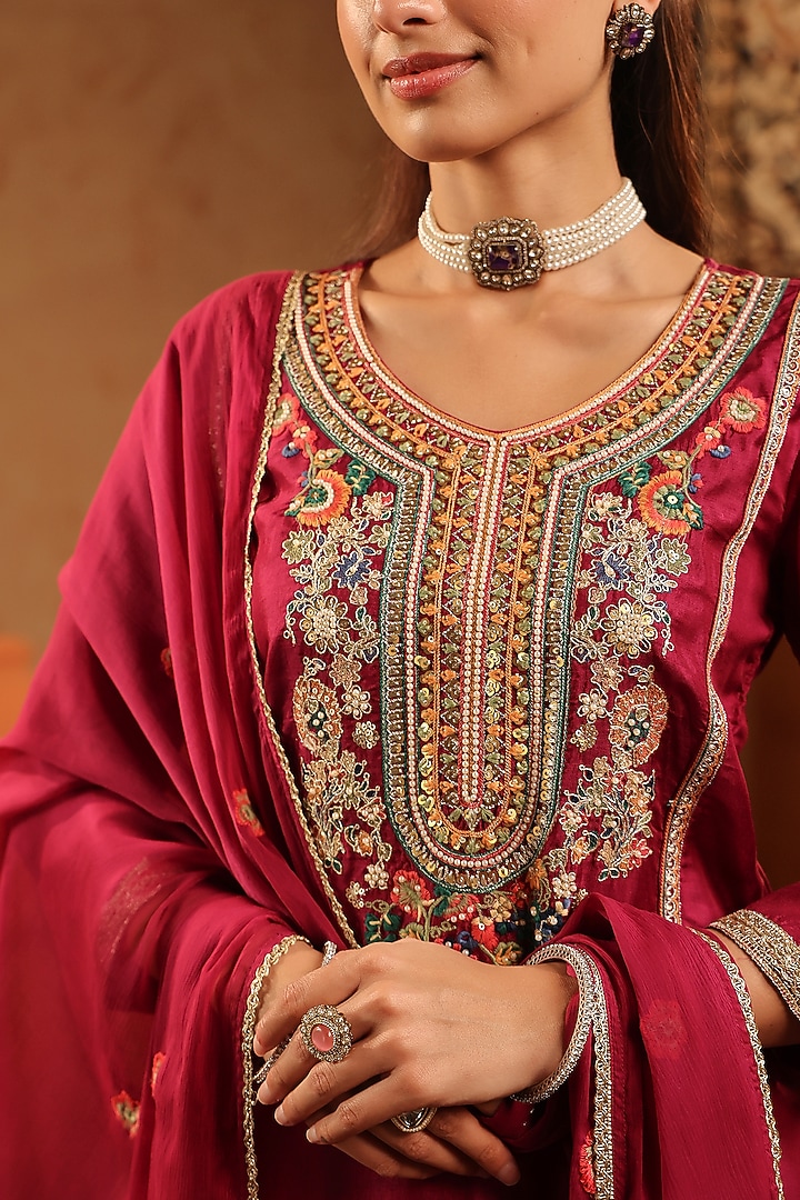 Wine Shantoon Sharara Set by Scakhi Luxe at Pernia's Pop Up Shop