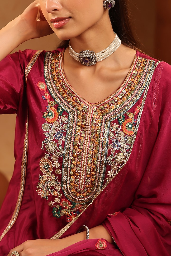 Wine Shantoon Sharara Set by Scakhi Luxe at Pernia's Pop Up Shop