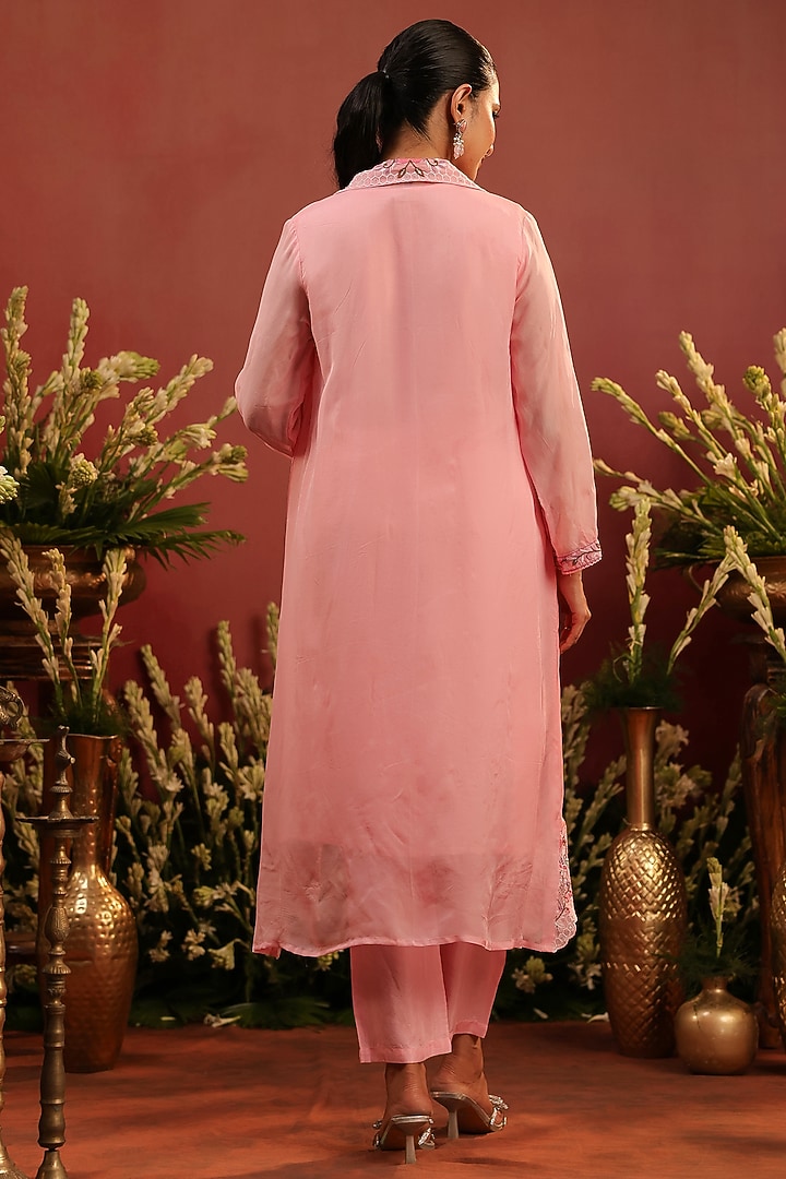 Pink Organza Silk Embroidered Cape Set by Scakhi Luxe at Pernia's Pop Up Shop
