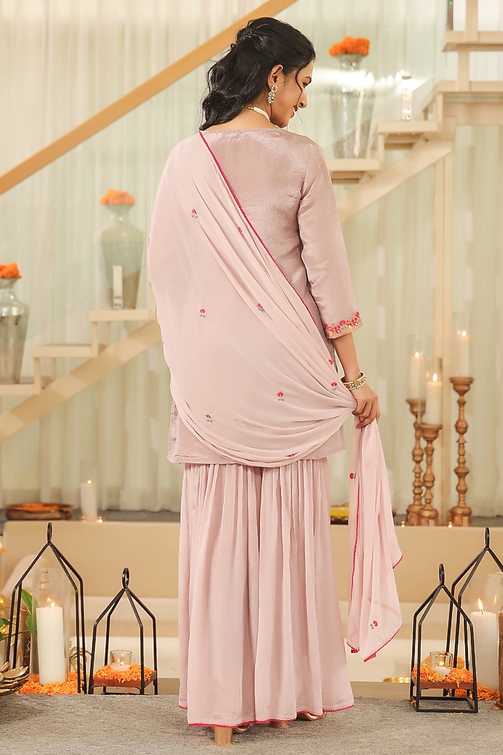 Lavender Chinon Silk Sharara Set by Scakhi Luxe at Pernia's Pop Up Shop