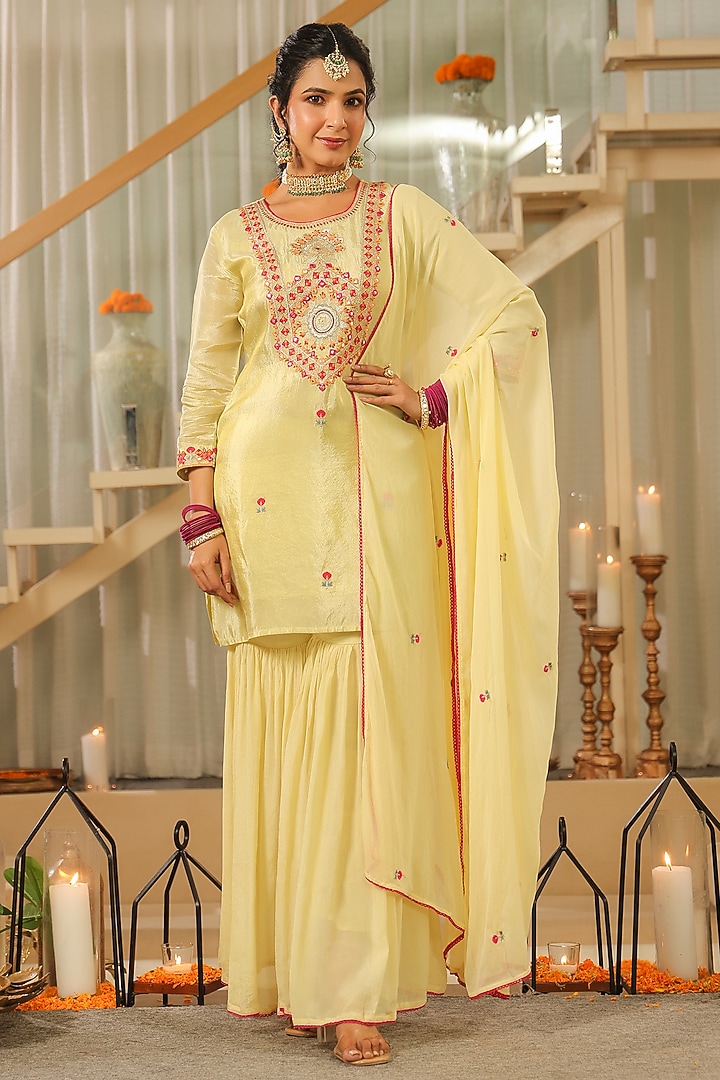 Pista Green Chinon Silk Sharara Set by Scakhi Luxe at Pernia's Pop Up Shop