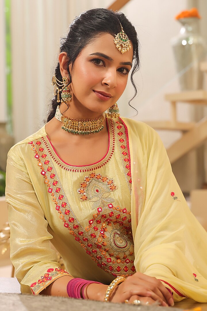 Pista Green Chinon Silk Sharara Set by Scakhi Luxe at Pernia's Pop Up Shop