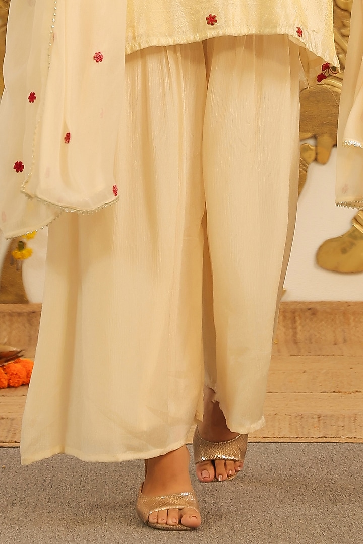 Ivory Chinon Silk Sharara Set by Scakhi Luxe at Pernia's Pop Up Shop