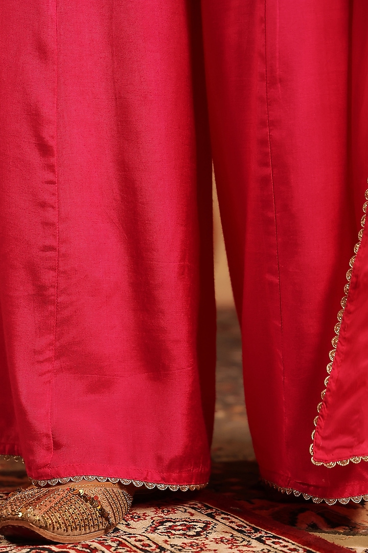 Fuchsia Russian Silk Thread Embroidered Sharara Set by Scakhi Luxe at Pernia's Pop Up Shop