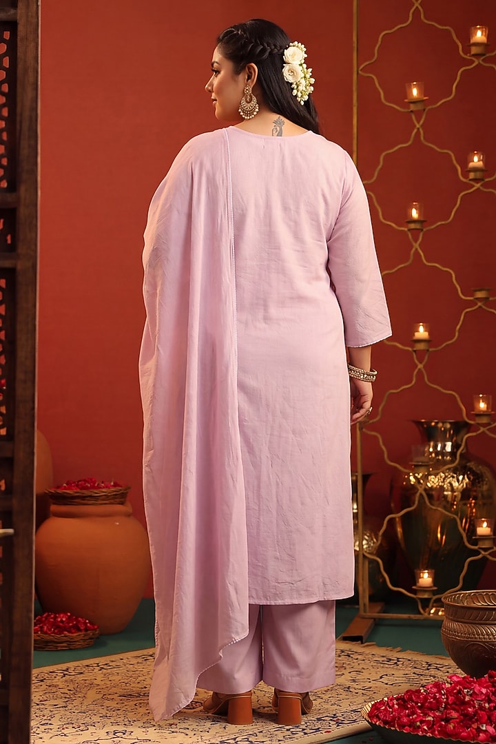 Lavender Coral Silk Bead Embroidered Kurta Set by Scakhi Luxe at Pernia's Pop Up Shop