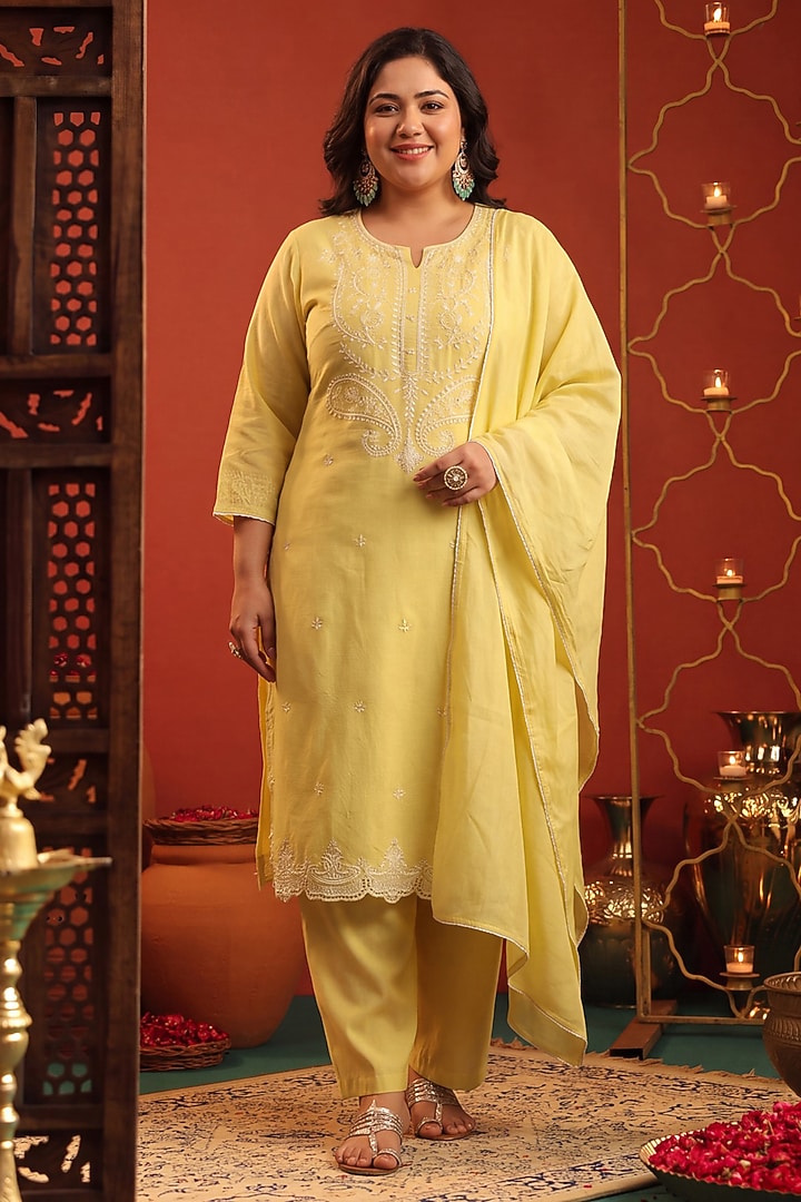 Lime Green Coral Silk Bead Embroidered Kurta Set by Scakhi Luxe at Pernia's Pop Up Shop