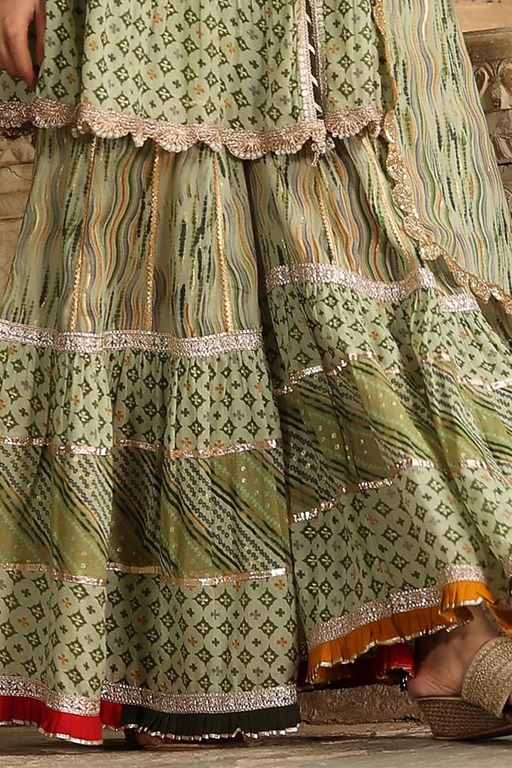 Green Printed Sharara Set by Scakhi Luxe at Pernia's Pop Up Shop