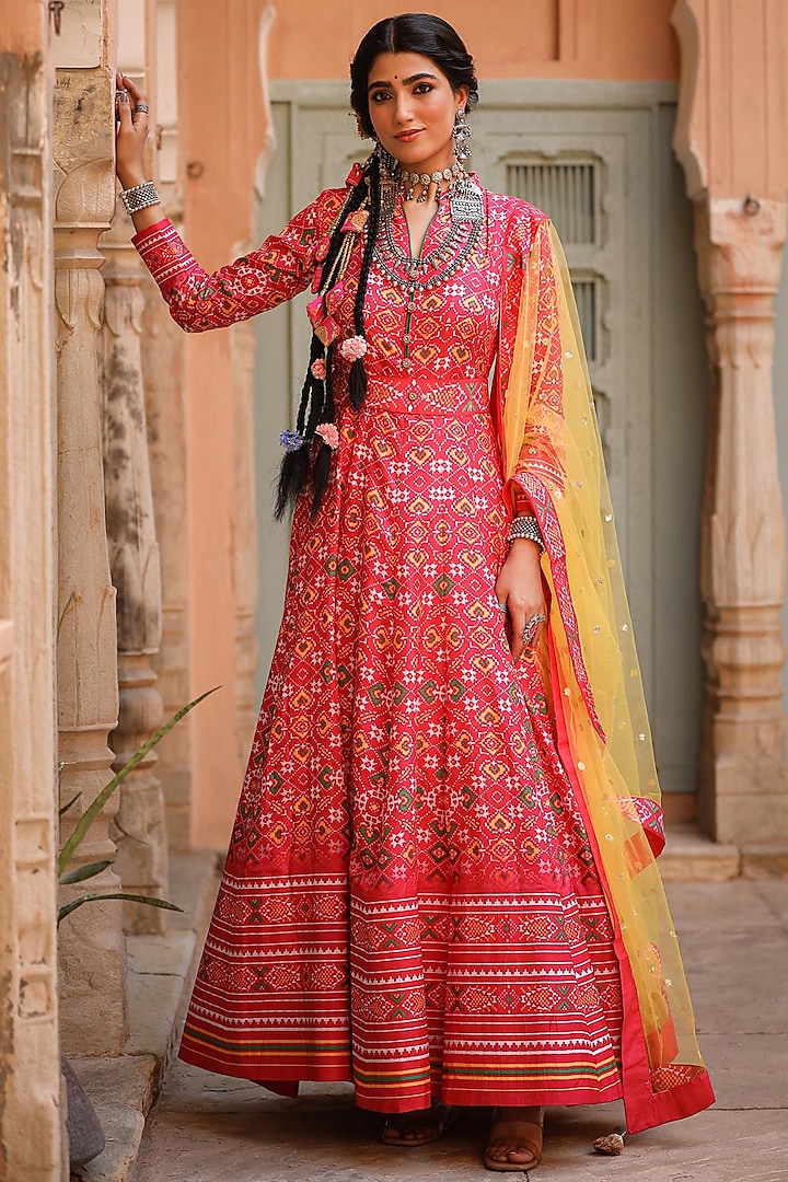 Fuchsia Printed Anarkali Set by Scakhi