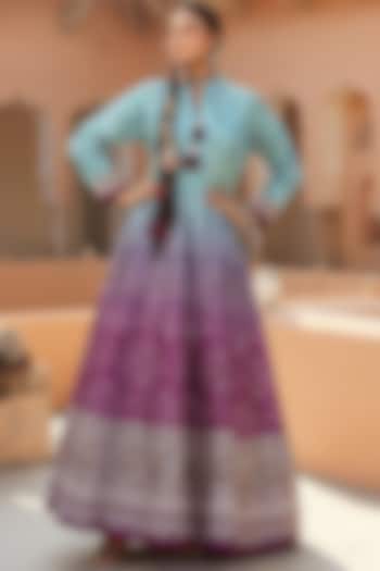Purple Tie-Dyed Party Wear Anarkali Set by Scakhi Luxe at Pernia's Pop Up Shop