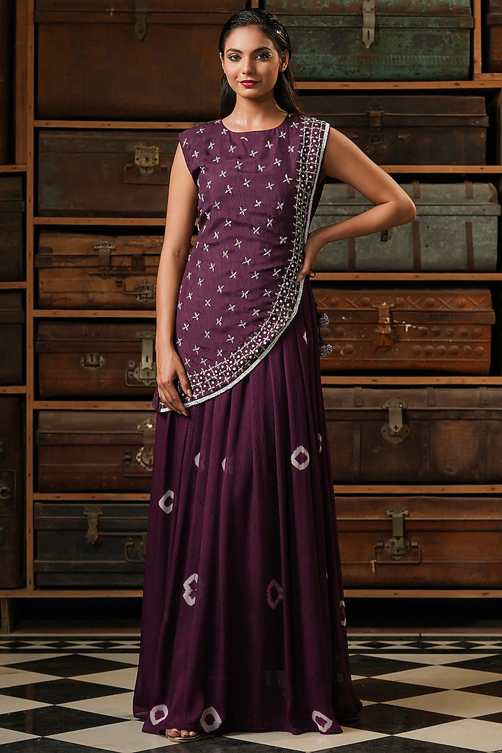 Purple Embellished Anarkali Set by Scakhi Luxe at Pernia's Pop Up Shop