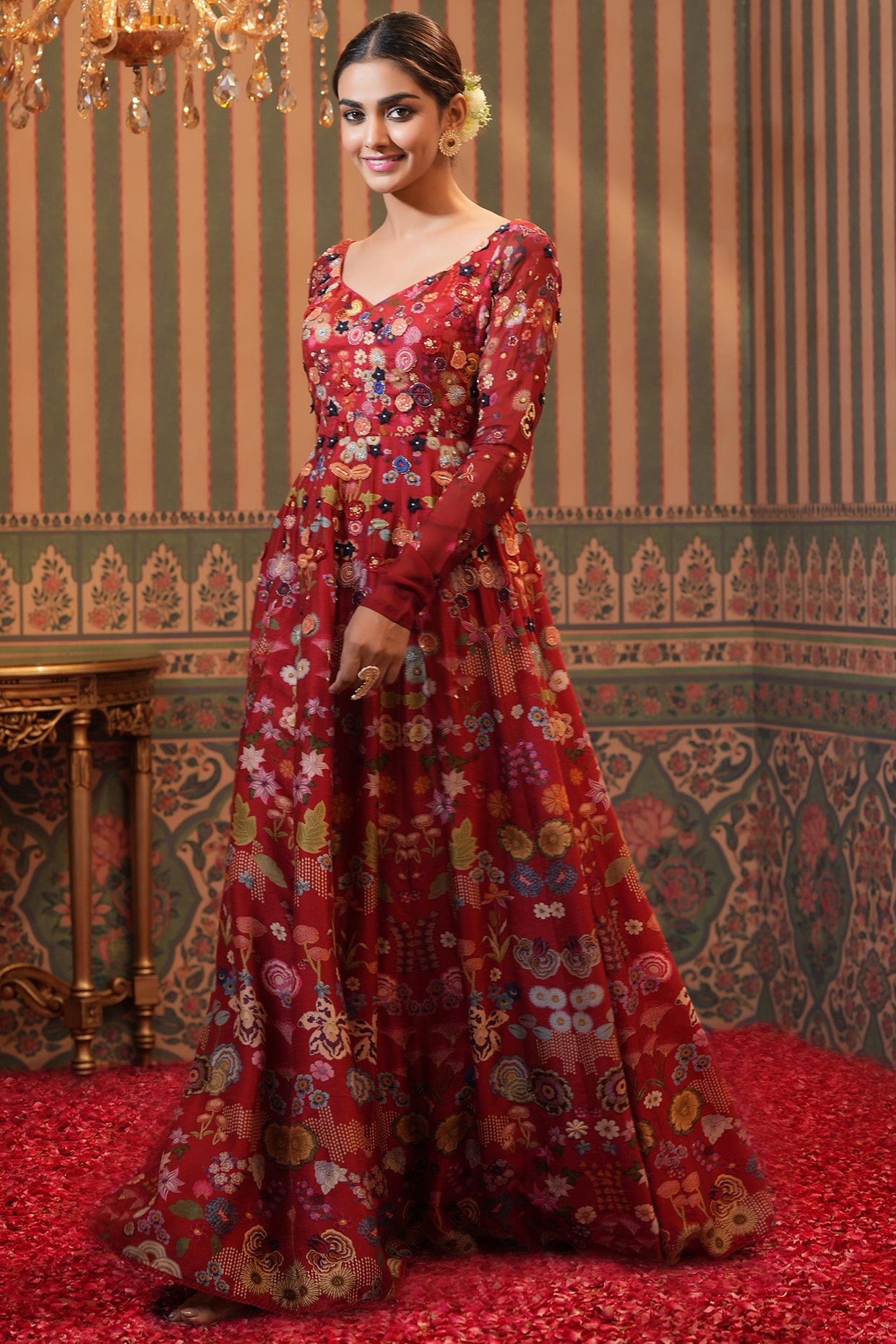 Silk Designer Gown with Print Work Buy Online -