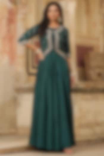 Green Dola Silk Jacket Dress by Scakhi