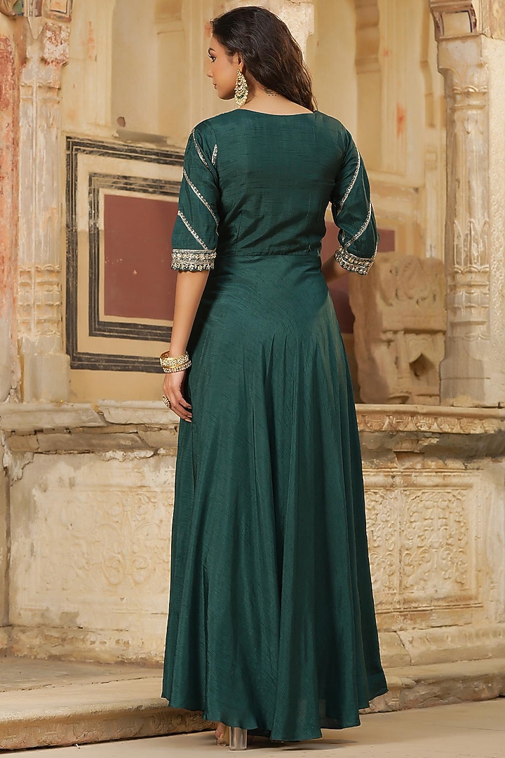 Green Dola Silk Jacket Summer Dress by Scakhi Luxe at Pernia's Pop Up Shop
