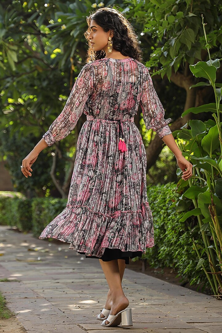 Black Rayon & Lurex Jacket Summer Dress by Scakhi Luxe at Pernia's Pop Up Shop