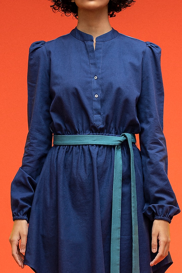 Midnight Blue Cotton Twill Summer Shirt Dress by Subculture at Pernia's Pop Up Shop