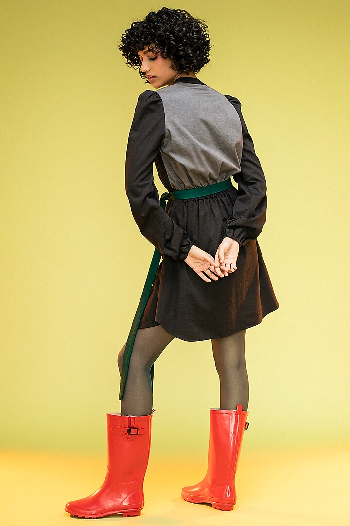Black Cotton Twill Knee Length Summer Shirt Dress by Subculture at Pernia's Pop Up Shop