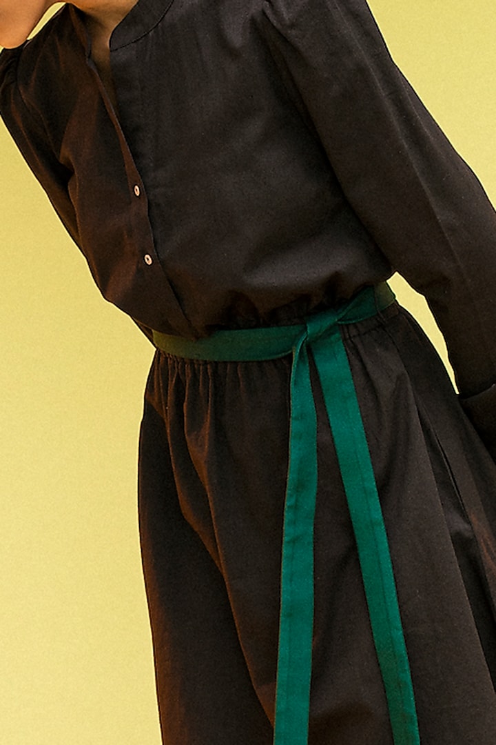 Black Cotton Twill Knee Length Summer Shirt Dress by Subculture at Pernia's Pop Up Shop