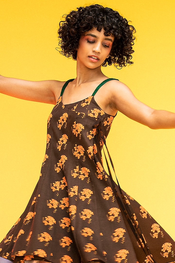 Brown Knee Length Wrap Summer Dress by Subculture at Pernia's Pop Up Shop