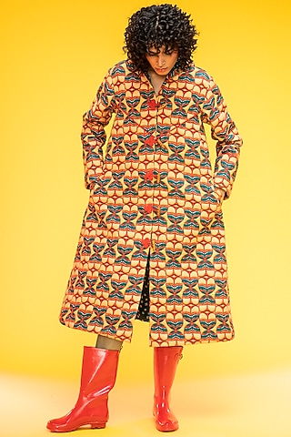 Yellow Printed Quilted Jacket by Subculture