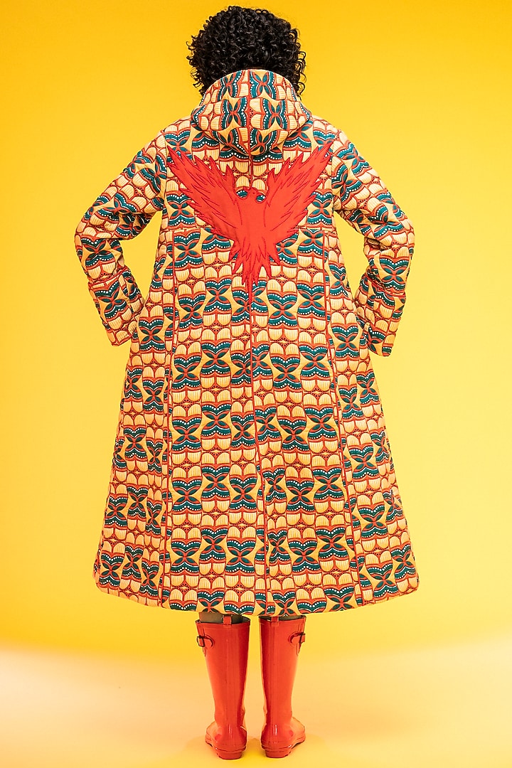 Yellow Printed Quilted Jacket by Subculture at Pernia's Pop Up Shop
