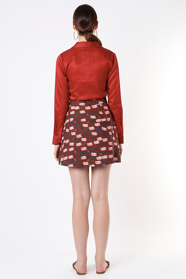 Red Printed Skirt by SubCulture at Pernia's Pop Up Shop