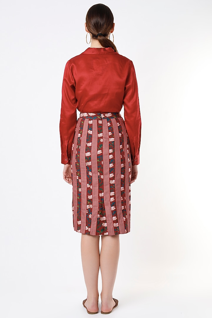 Blush Pink Printed Pencil Skirt by SubCulture at Pernia's Pop Up Shop