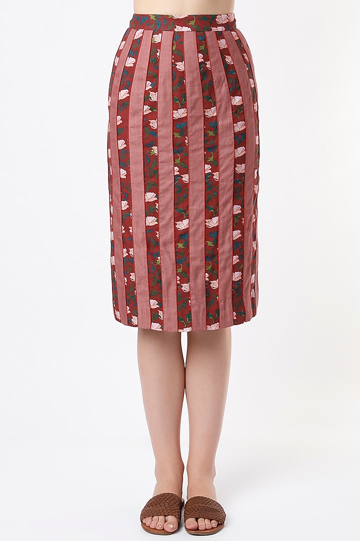 Blush Pink Printed Pencil Skirt by SubCulture