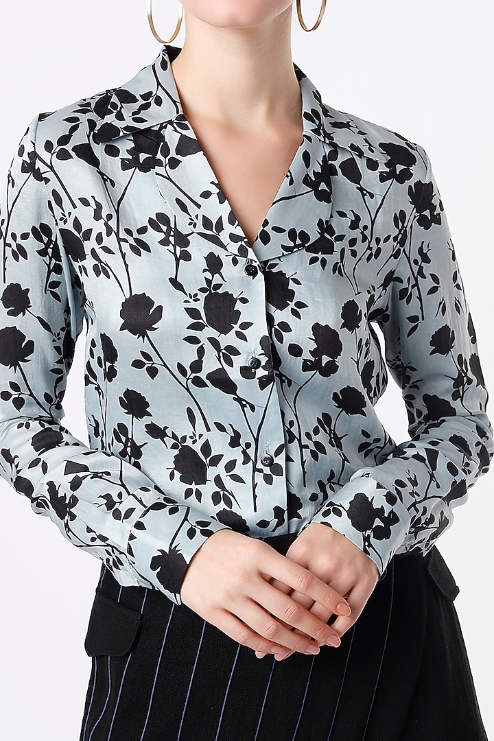 Light Blue Printed Shirt by SubCulture at Pernia's Pop Up Shop