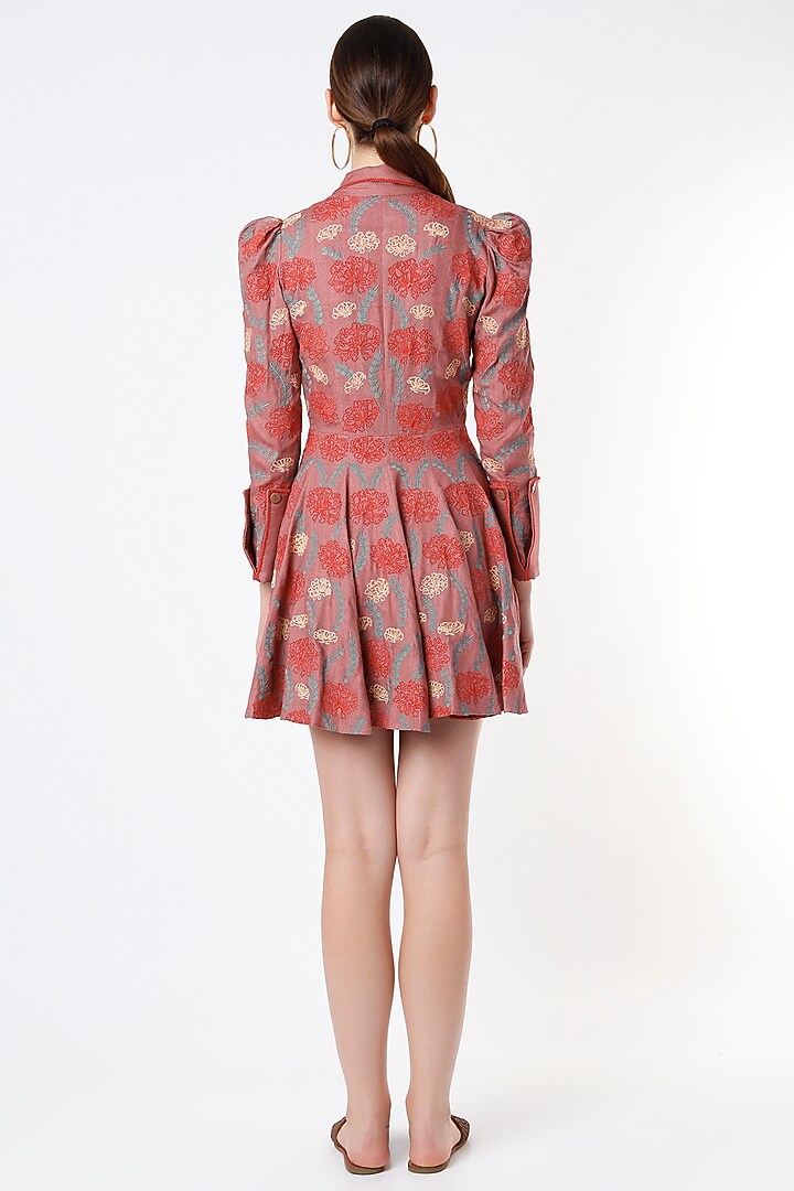 Pink Embroidered Vacation Dress by SubCulture at Pernia's Pop Up Shop