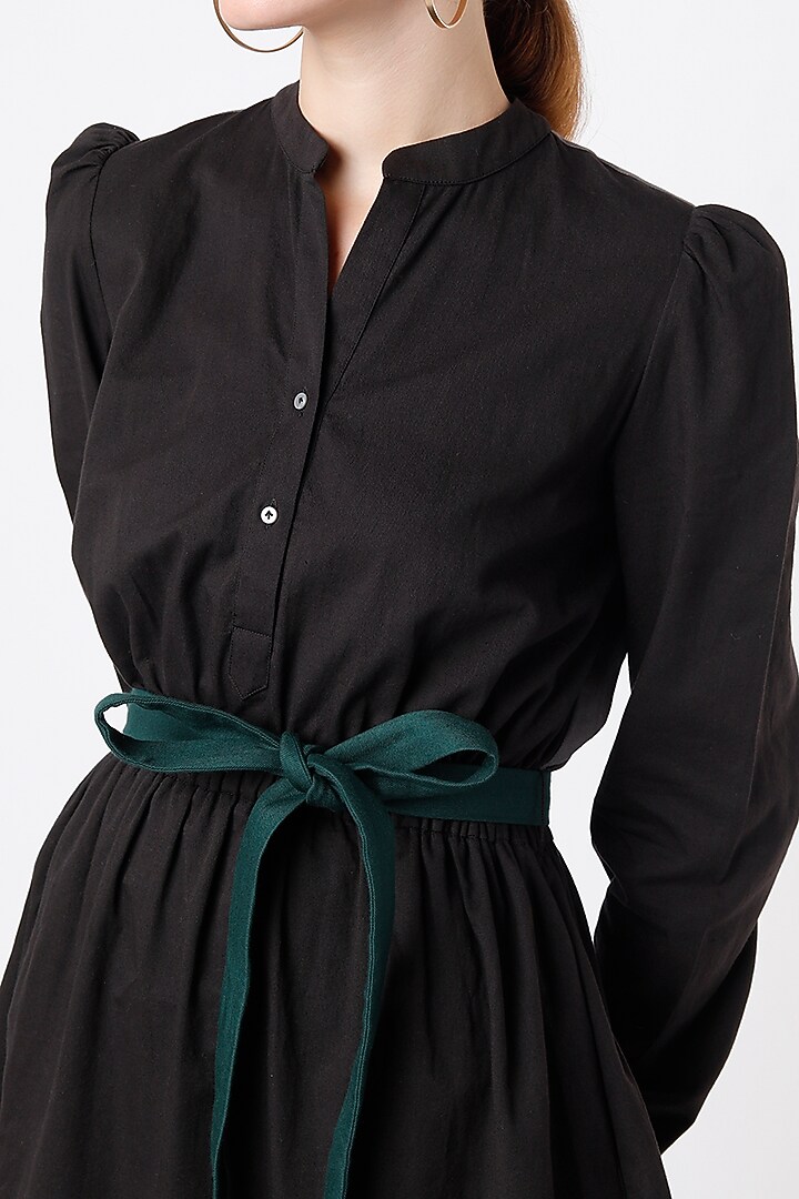 Black Cotton Twill Summer Shirt Dress by SubCulture at Pernia's Pop Up Shop