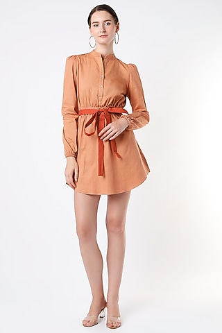 Pale Orange Cotton Twill Shirt Dress by SubCulture