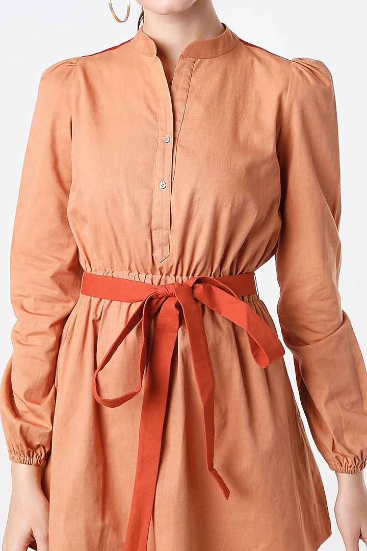 Pale Orange Cotton Twill Summer Shirt Dress by SubCulture at Pernia's Pop Up Shop
