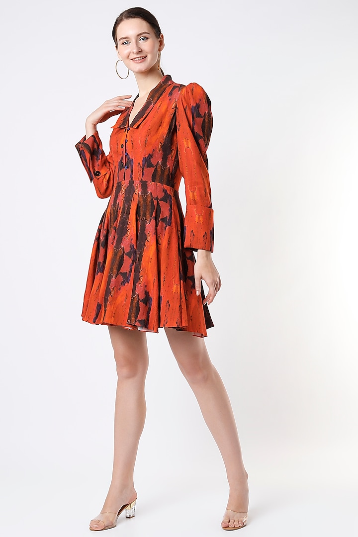 Orange Printed Dress by SubCulture