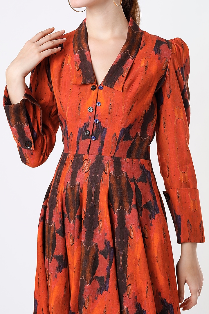 Orange Printed Summer Dress by SubCulture at Pernia's Pop Up Shop