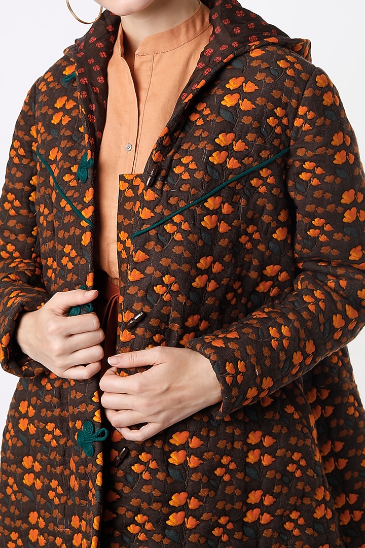 Brown Digital Printed Jacket by SubCulture at Pernia's Pop Up Shop
