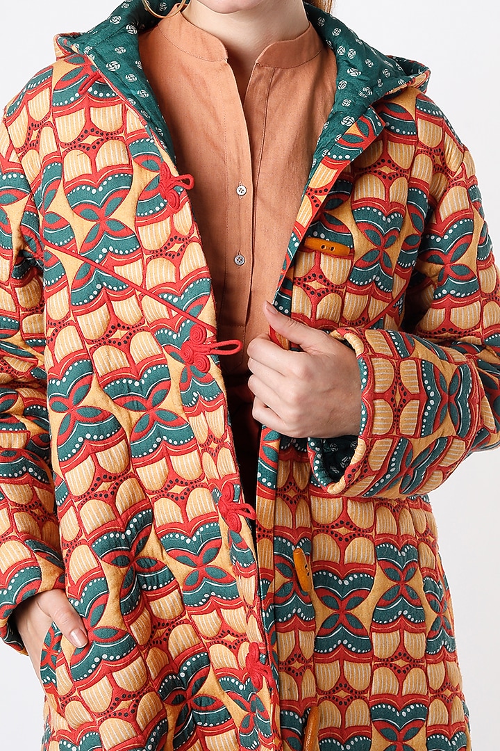 Yellow Digital Printed Quilted Jacket by SubCulture at Pernia's Pop Up Shop