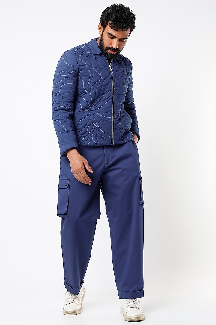 Cobalt Blue Quilted Jacket by SubCulture Men at Pernia's Pop Up Shop