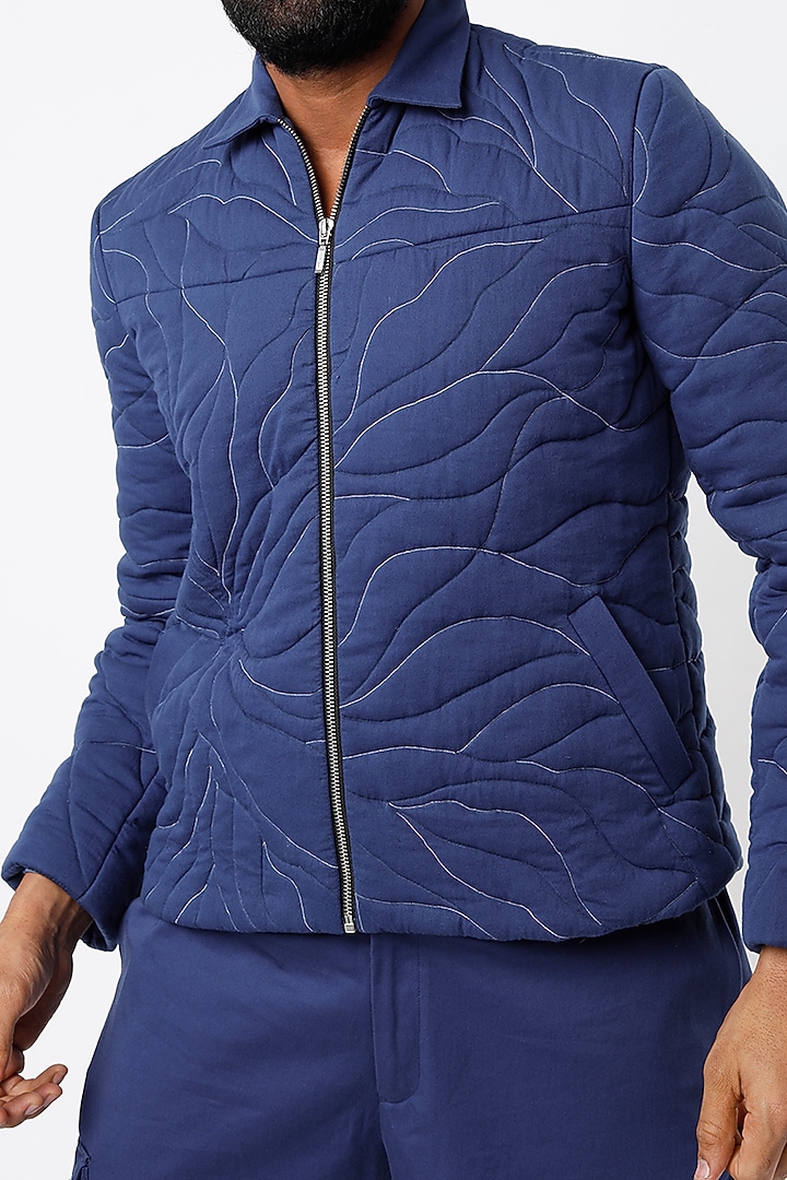 Cobalt Blue Quilted Jacket by SubCulture Men at Pernia's Pop Up Shop