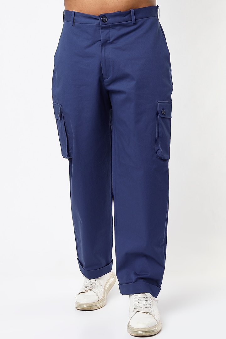 Cobalt Blue Cargo Pants by SubCulture Men at Pernia's Pop Up Shop