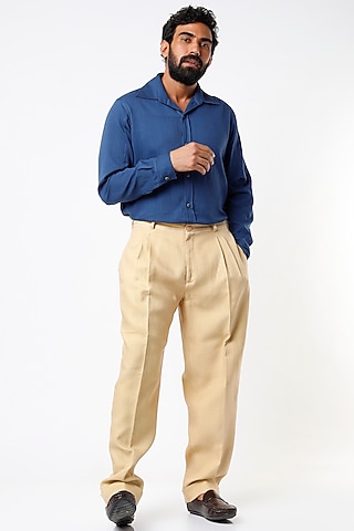 Beige Cotton Twill Pants by SubCulture Men