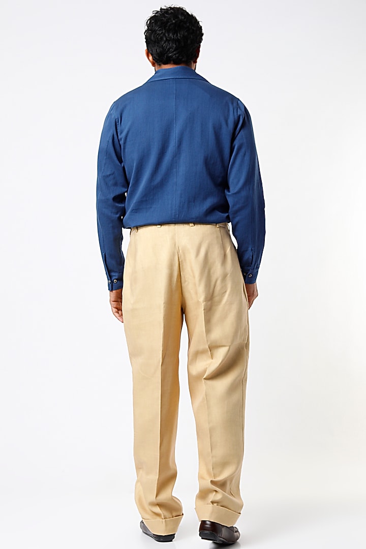 Beige Cotton Twill Pants by SubCulture Men at Pernia's Pop Up Shop