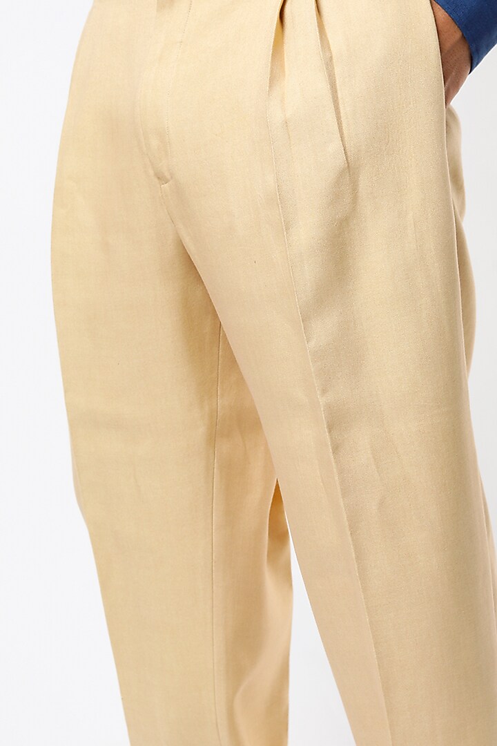 Beige Cotton Twill Pants by SubCulture Men at Pernia's Pop Up Shop