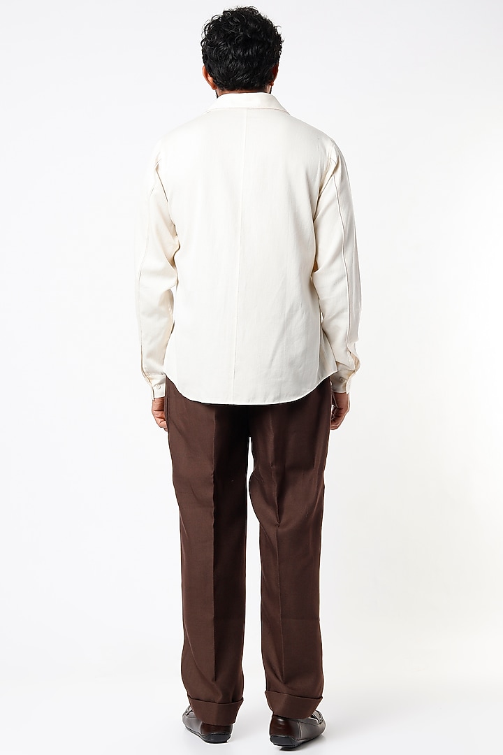 White Organic Denim Party Wear Shirt by SubCulture Men at Pernia's Pop Up Shop
