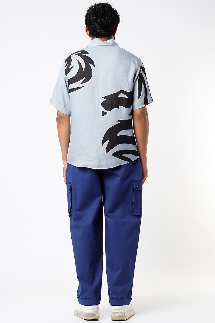 Powder Blue Printed Party Wear Shirt by SubCulture Men at Pernia's Pop Up Shop