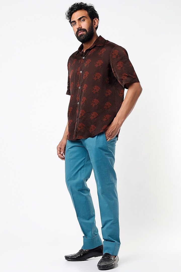 Brown Printed Shirt by SubCulture Men