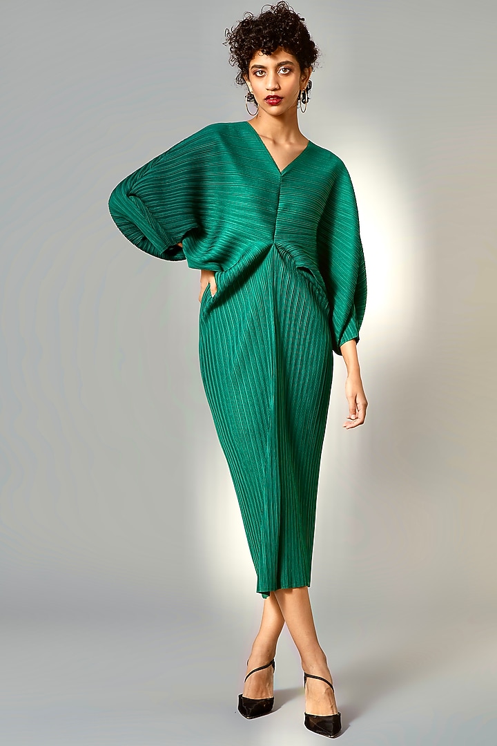 Green Polyester Kaftan Summer Dress by Scarlet Sage at Pernia's Pop Up Shop